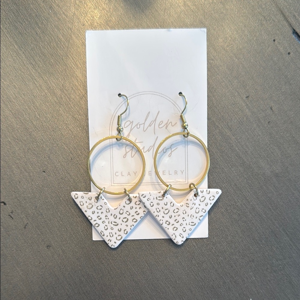 Golden Studios Leopard Triangle Earrings